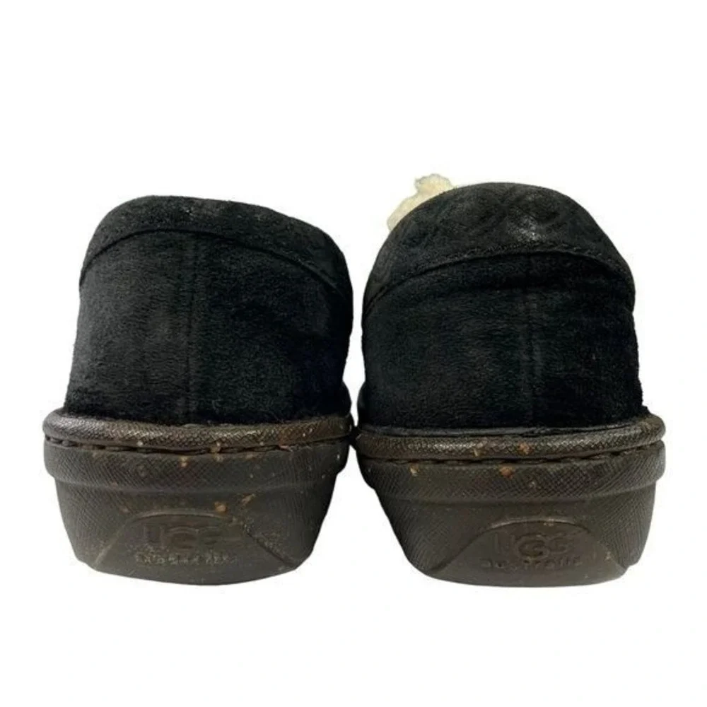 UGG Bettey Black Suede Shearling Clog Slippers Womens 7 Cozy Winter Shoes Warmly